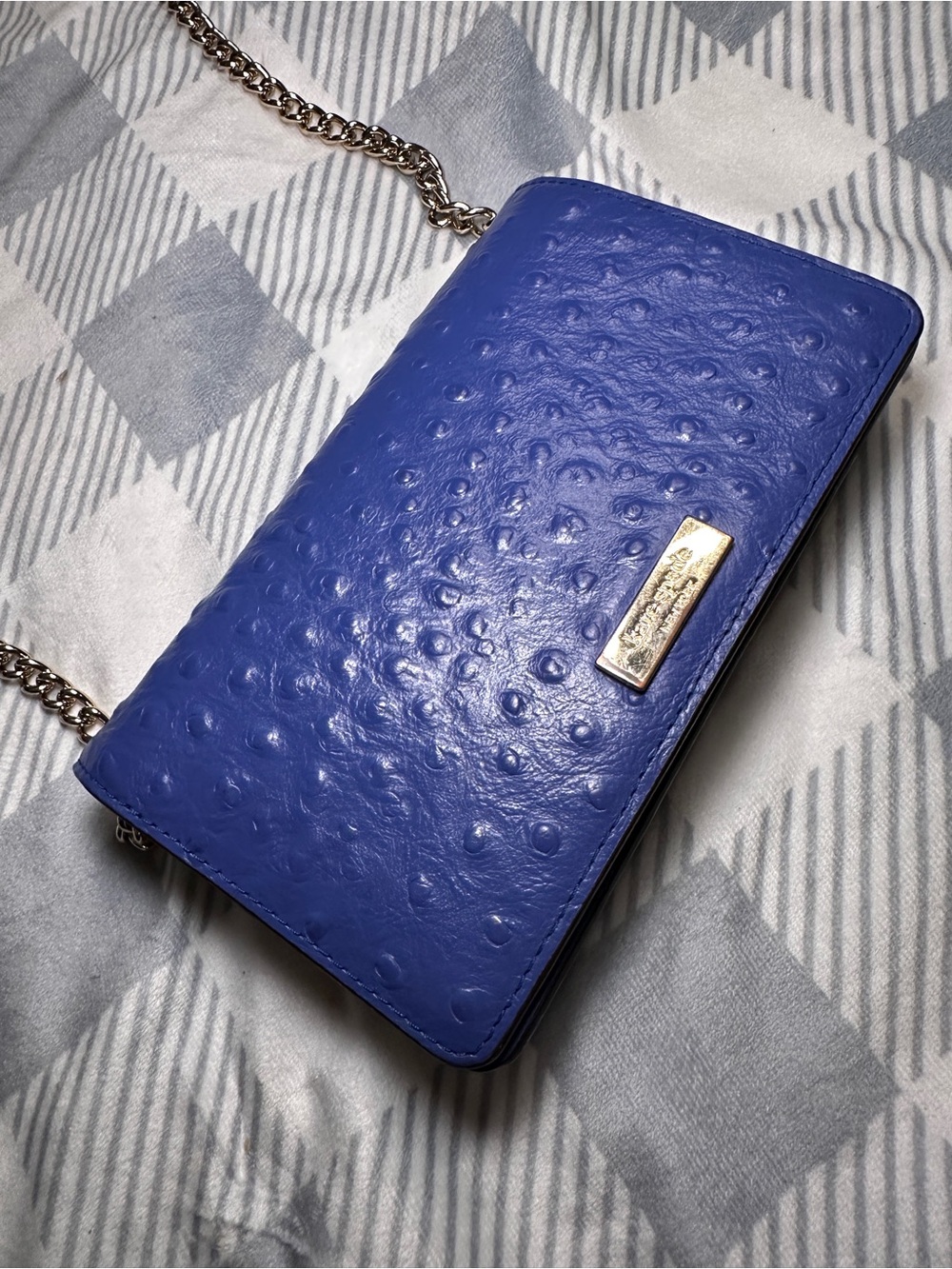 Kate Spade Alexander Avenue Isabeli Ostrich Blue Crossbody